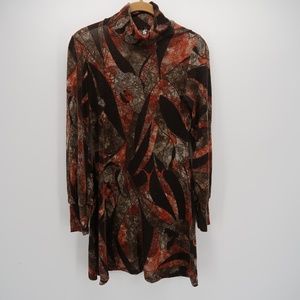Yahada Turtle Neck Paisley Long Sleeve Dress